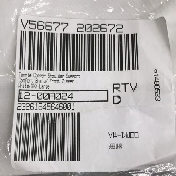 Tommie Copper 2 Shoulder Support Front Zip Comfort Bra Size 3X New - Picture 3 of 6